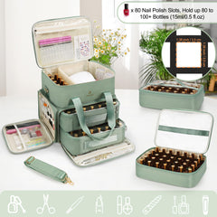 Relavel emplacement haut pour lampe et vernis, organisation efficace.