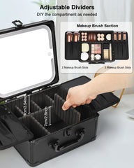 Relavel estuche de maquillaje para viaje con divisiones ajustables y organización