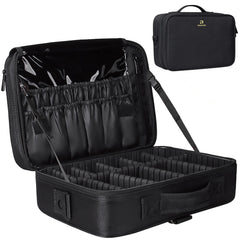 Relavel estuche de maquillaje de viaje con divisores ajustables para organizar cosméticos