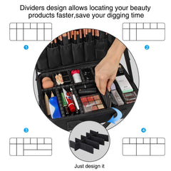 Interior de Relavel con 10 divisores ajustables para adaptar el espacio de maquillaje