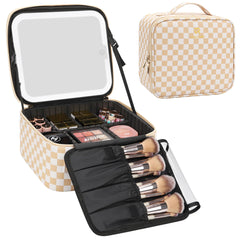 Relavel maleta de maquillaje con espejo LED para organización y viaje.