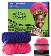 RelaxScene esponja de red africana 2 piezas en purpura y rosa para exfoliar suavemente
