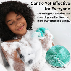 RelaxScene esponja exfoliante corporal africana, textura de tejido fino.