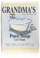 Remwood- Grandmas Pure Lye Soap Bar front view, 6 oz, daily cleansing.