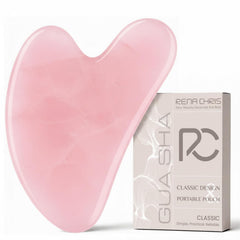 Rena Chris gua sha rose quartz cara: favorece la circulación, reduce la hinchazón y define la mandíbula.