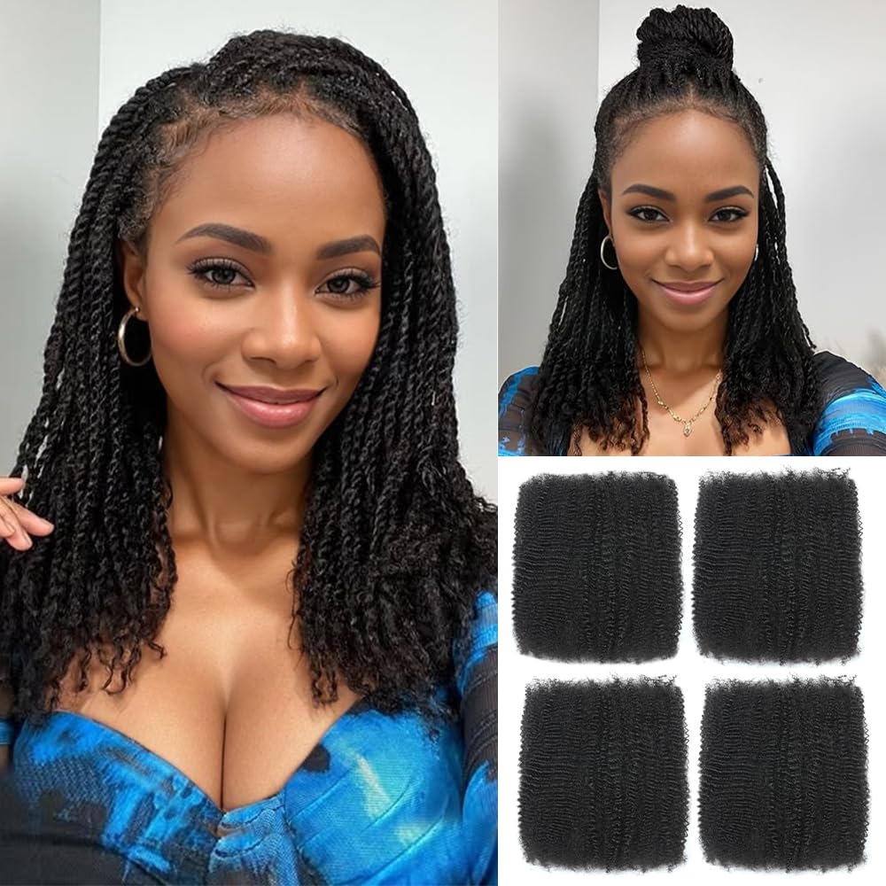 Renyarch Afro Kinky Bulk 16 pulgadas color natural para peinados.