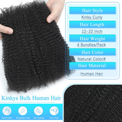 Renyarch extensiones Afro Kinky 12-14 pulgadas para reparación y volumen.