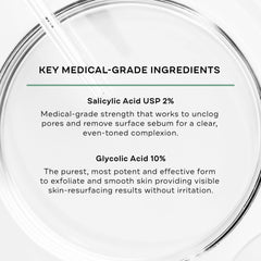 Ingredientes clave de Gly-Sal: acido glicolico y acido salicilico para exfoliacion suave.