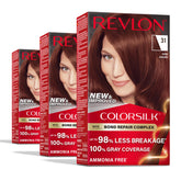 REVLON ColorSilk, vertido de la botella para color caoba uniforme y brillante