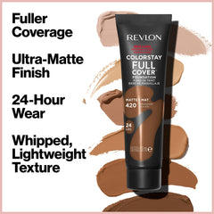 Textura mousse ligera de Revlon ColorStay Full Cover para acabado suave.