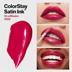 REVLON ColorStay Satin Ink con aceite de grosella negra, hidratación y pigmento intenso.