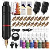 RHEIN RNP28 pluma de tatuaje inalámbrica en mano, diseño compacto para uso cómodo.