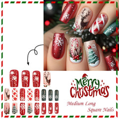 Uñas Rhspayh con diseño de alce para un estilo invernal.