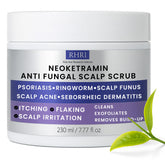 Rida Hair Anti Fungal Scrub bottle shows medicated formula for dandruff relief.