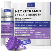 Rida anti-fungal shampoo bottle showing scalp comfort and flakes reduction potential