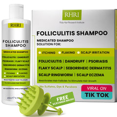 Rida Hair Foliculitis Shampoo en botella, limpieza profunda para el cuero cabelludo.