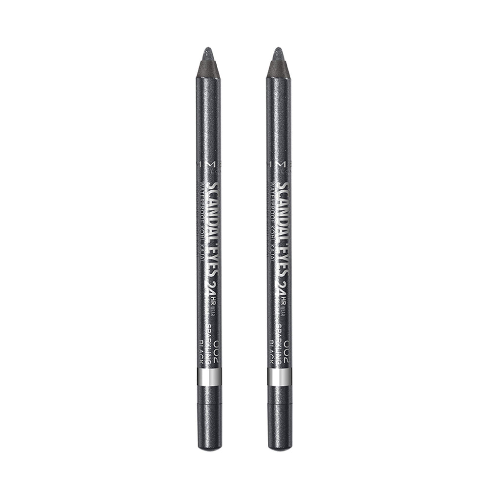 Rimmel Scandaleyes Kajal, delineador negro, paquete de 2, para color intenso y duradero.