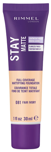 Rimmel Stay Matte Mousse, bote de producto, control de brillo durante todo el día.