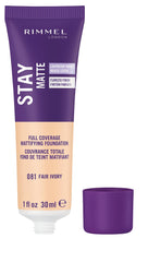 Rimmel Stay Matte Mousse, cobertura media-alta, tono 081 Marfil Claro para piel clara.