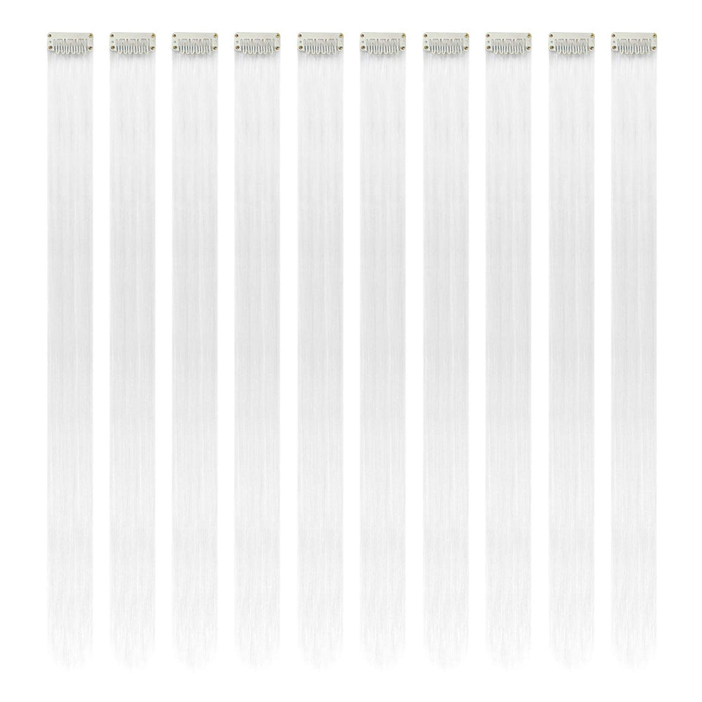 Extensiones RINBOOOL blanco clip‑in, brillo suave para looks glamorosos