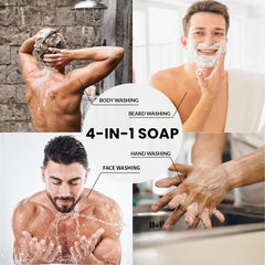 Jabón sándalo Rinse & Robust, aroma profundo y limpieza reconfortante.