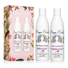 Rizos Curls champú hidratante en botella, rizos suaves y brillantes.