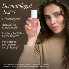 RMS Beauty Radiance Lock Setting Mist acabado humedo tras rocío suave.