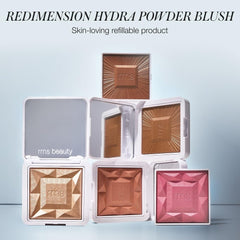 Aplicación suave y constructible con RMS Beauty Redimension Hydra Powder Blush para tonos de piel