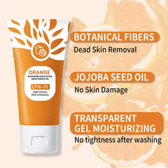 Textura de gel exfoliante de naranja de RnemiTe-amo para piel suave y revitalizada.