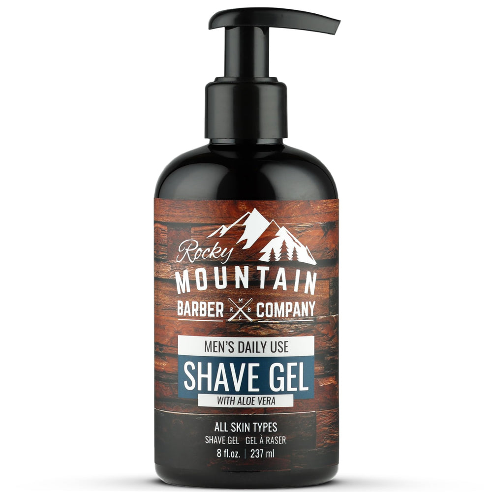 Gel claro de Rocky Mountain Barber Company para ver durante el afeitado
