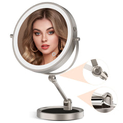 Rocollos espejo de maquillaje 9 pulgadas iluminado frontal para ver todo el rostro con claridad.