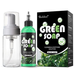 Rofitbest jabon verde para tatuajes, botella espumosa, limpieza suave para piel sensible.
