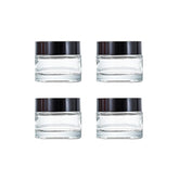 ROHIJALE frascos de vidrio claros de 15 ml con tapa negra, ideales para bálsamos pequeños.