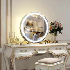 ROLOVE espejo 360° dorado permite ajustar ángulo perfecto para maquillaje desde cualquier lado