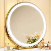 ROLOVE espejo maquillaje dorado 18 pulgadas con luz LED para visibilidad clara al maquillaje