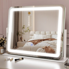 ROLOVE espejo de tocador iluminado, vista frontal para maquillaje diario