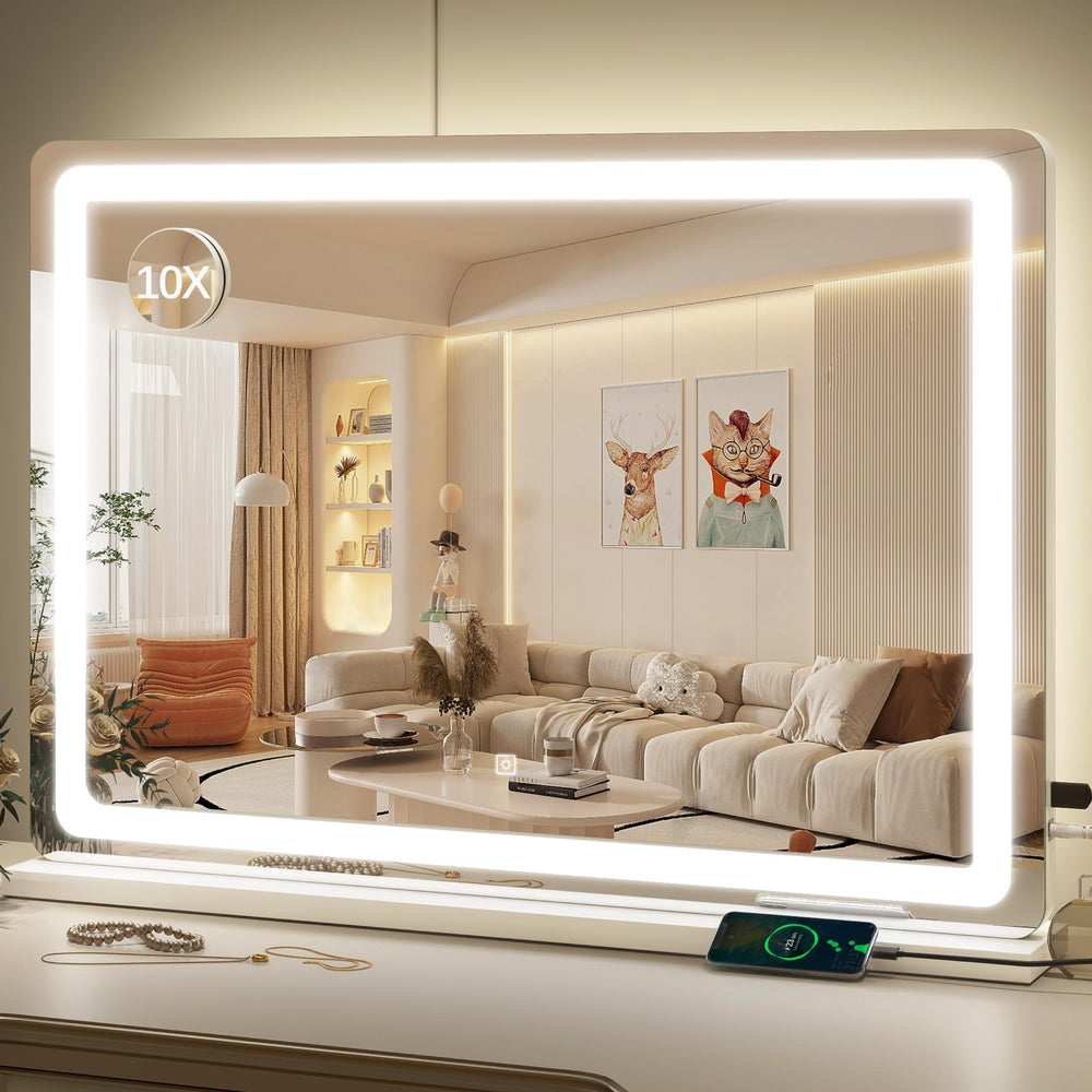 ROLOVE Espejo de tocador con panel de luces para maquillaje preciso
