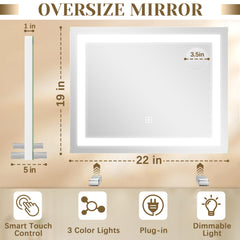 ROLOVE espejo-vanidad vidrio ultra claro para reflejo de color preciso