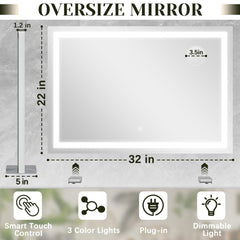 ROLOVE Espejo de vanidad grande 32x22, ideal para ver atuendos.