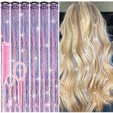 Rootoo clip tinsel cabello colorido para looks festivos