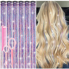 Rootoo clip tinsel cabello colorido para looks festivos