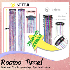 Rootoo tinsel cabello clip rosa brillante para peinados