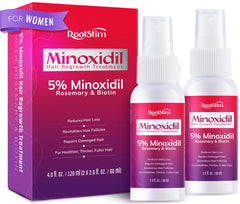 RootStim Minoxidil 5% para mujeres, aplicación precisa en áreas de adelgazamiento.