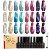 ROSALIND Esmalte gel ojo de gato set 8 colores para manicuras creativas.