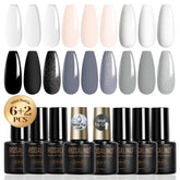 ROSALIND set de esmaltes gel negro y blanco, ideal para contrastes elegantes.
