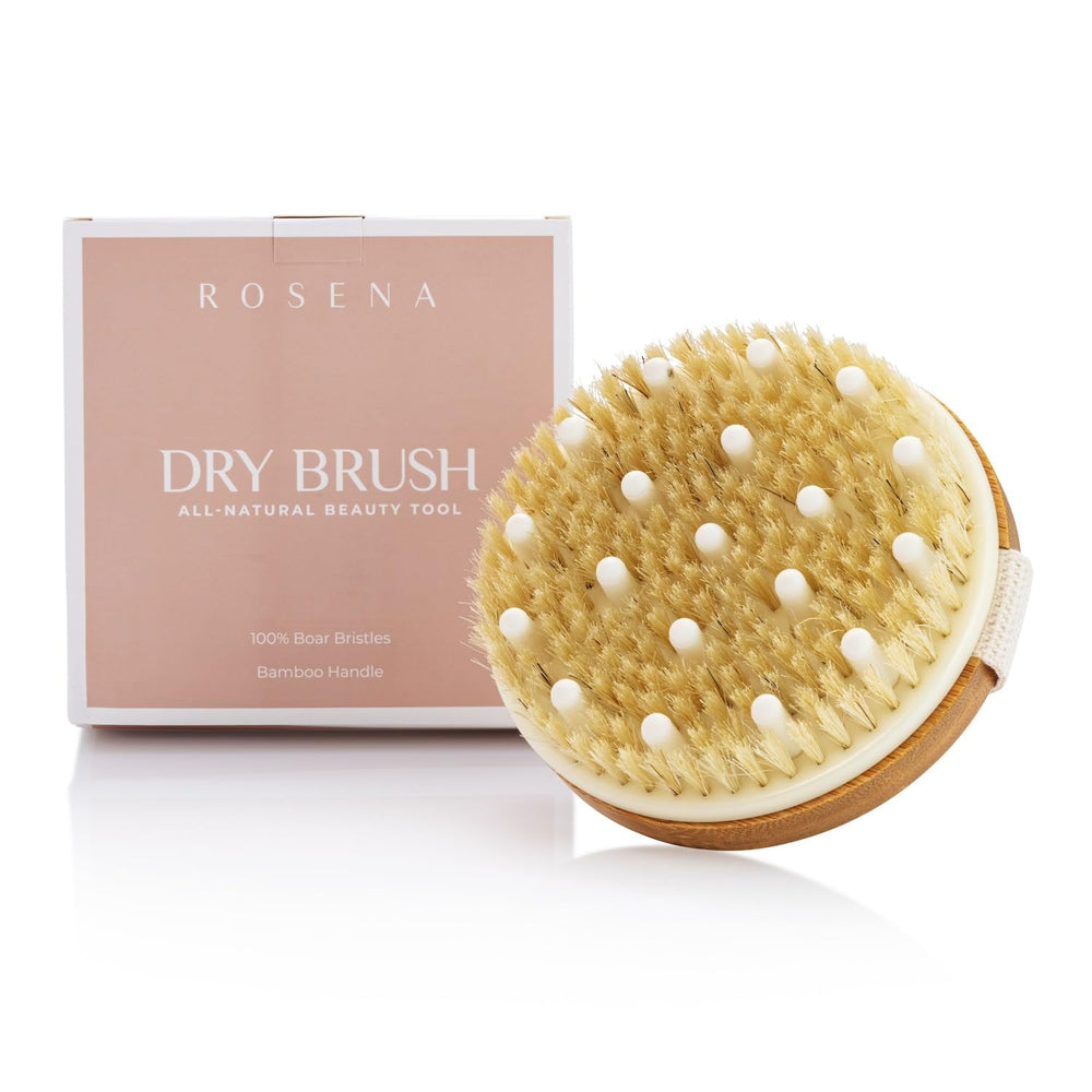 Brocha Rosena para cepillado en seco con exfoliación suave y piel más luminosa.