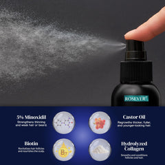 Rosever Minoxidil 5% aerosol para estimular crecimiento capilar durante la rutina.