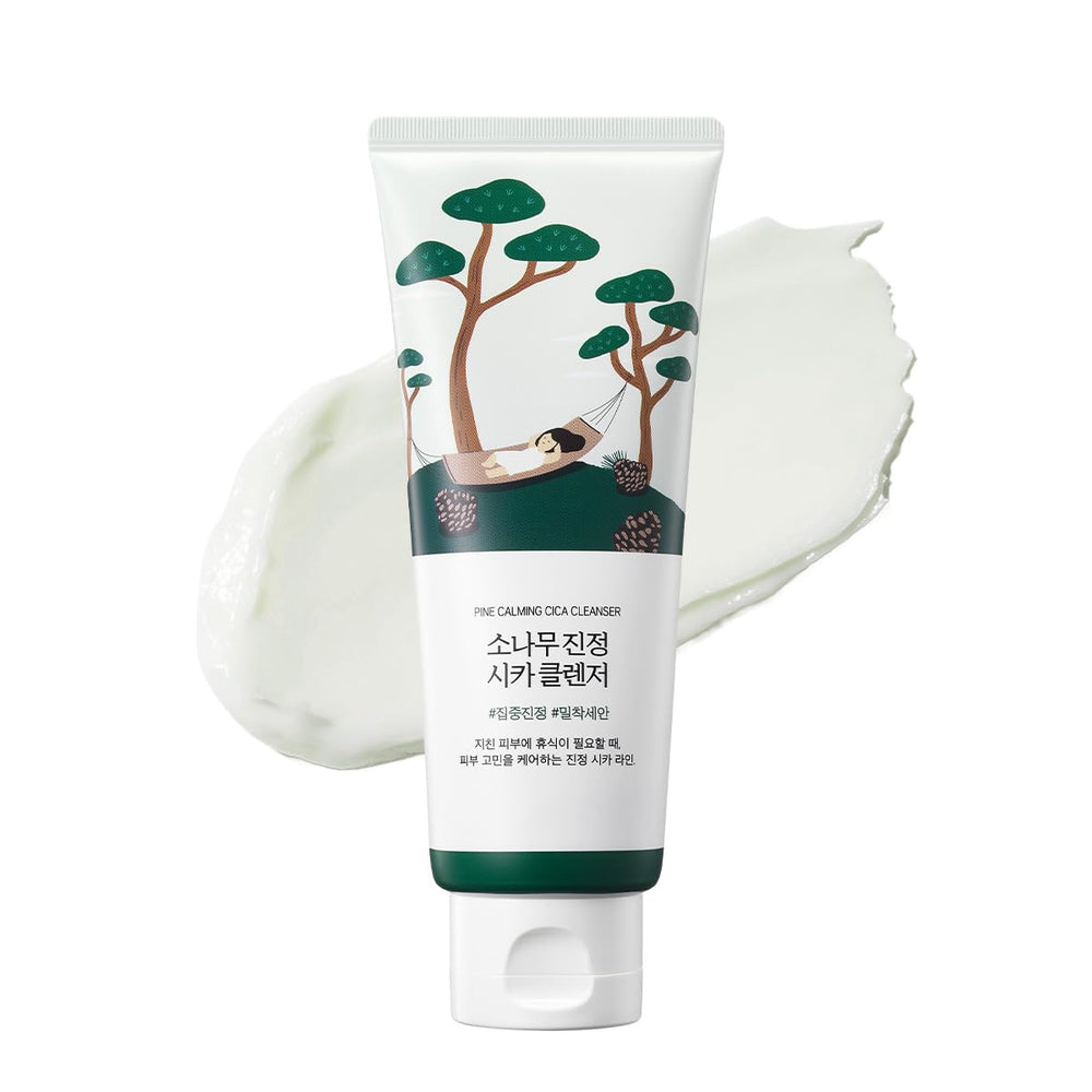 ROUND LAB Pine Calming Cica Cleanser botella, limpieza suave para piel sensible.