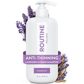 Routine Wellness Shampoo bouteille lavande-cedre, parfum apaisant pour cheveux.