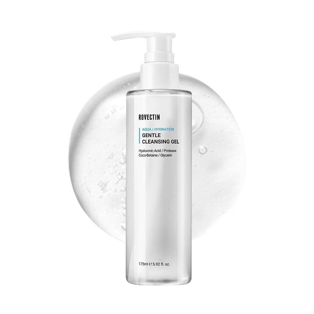 ROVECTIN Gel de Limpieza Agua: botella visible, hidrata suavemente piel sensible.